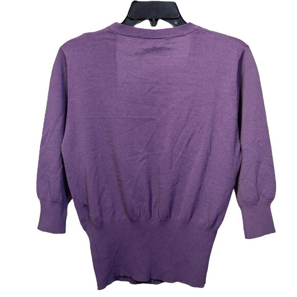 Vintage Y2K Womens Cardigan Bolero Size L Purple Cropped Fitted Preppy Boho - Picture 3 of 6